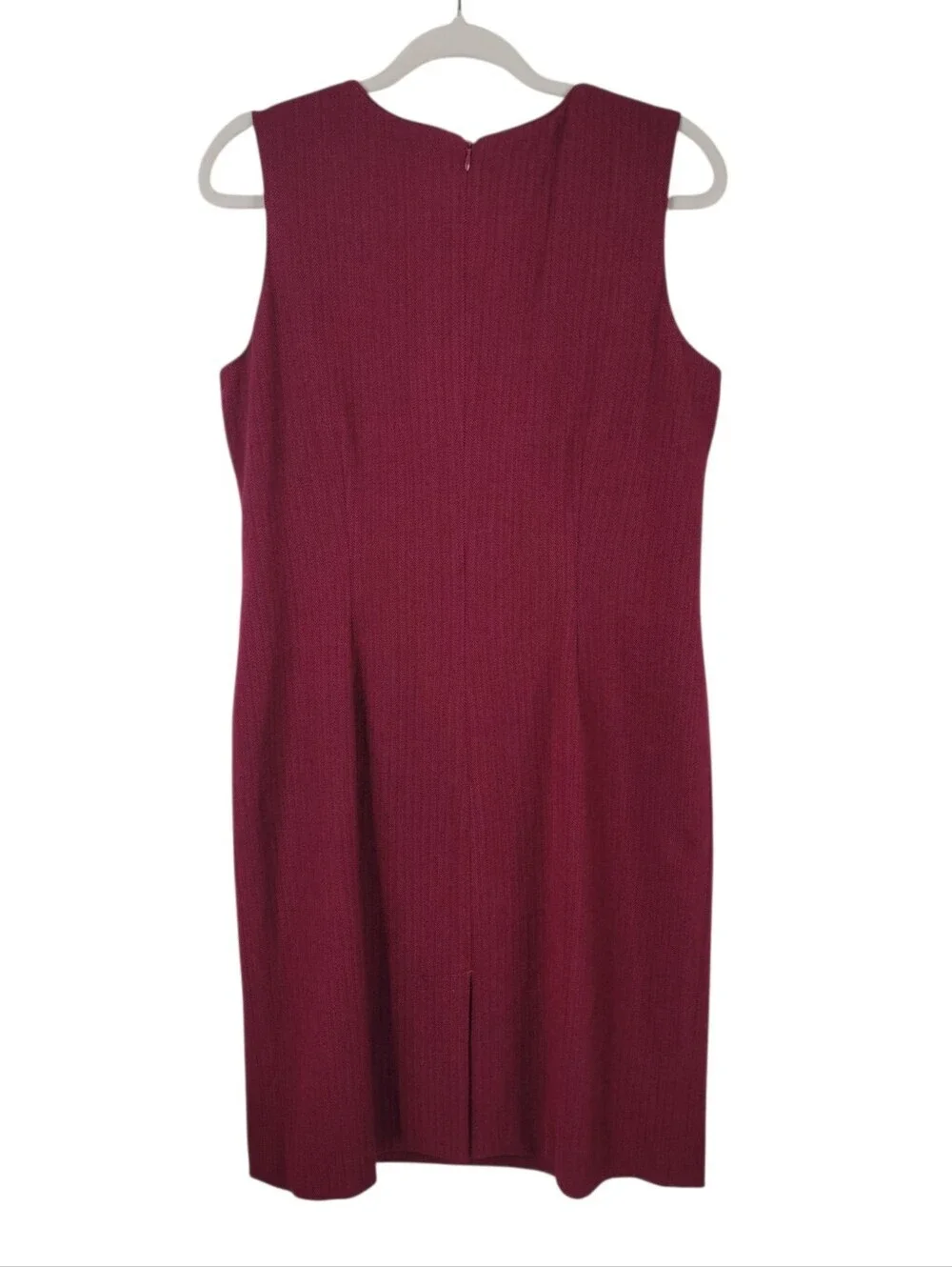 Amanda Smith Dress Size 12P Petite Burgundy Herringbone Sleeveless Stretch Zip